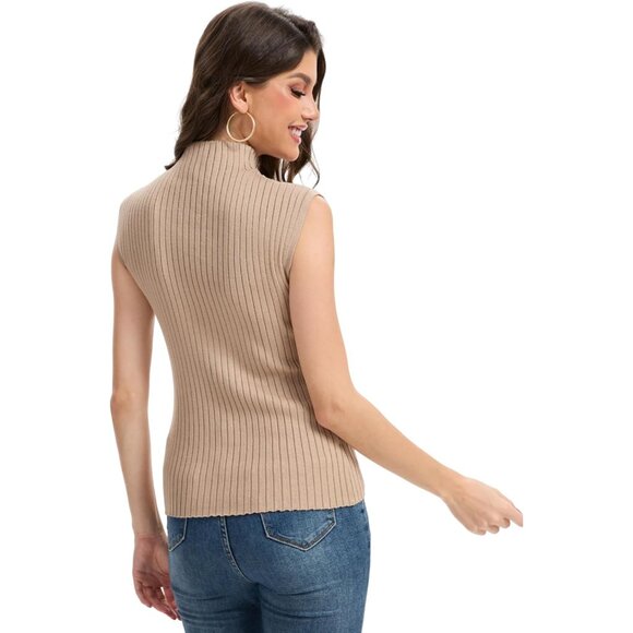 Sleeveless Knit Vest for Women Cotton Blend Slim Fit Everyday Fashion - Picture 3 of 7